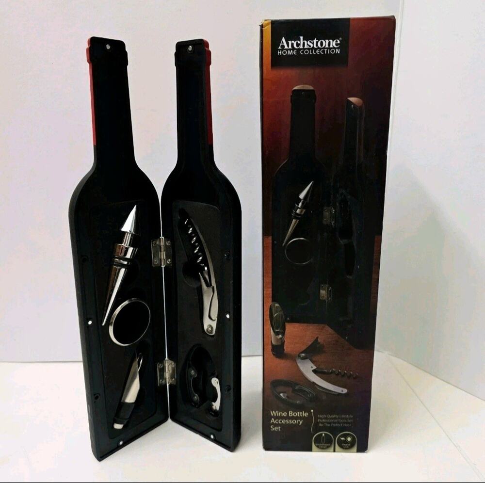 5 Pcs Deluxe Wine Accessory Gift Set - Wine Bottle Corkscrew Opener,Stopper